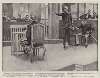 Das Kriegsgericht über Hauptmann Dreyfus in Rennes, ein dramatisches Ereignis der zweiten öffentlichen Sitzung